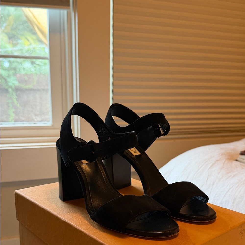 Tod’s Black Suede Chunky Heels